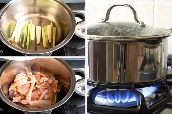 Hấp gà khoảng 20 phút.