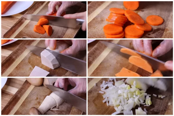 Sơ chế nguyên liệu nấu món cà ri chay