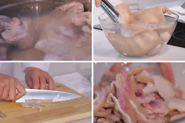 Sơ chế phần thịt tai mũi và giò