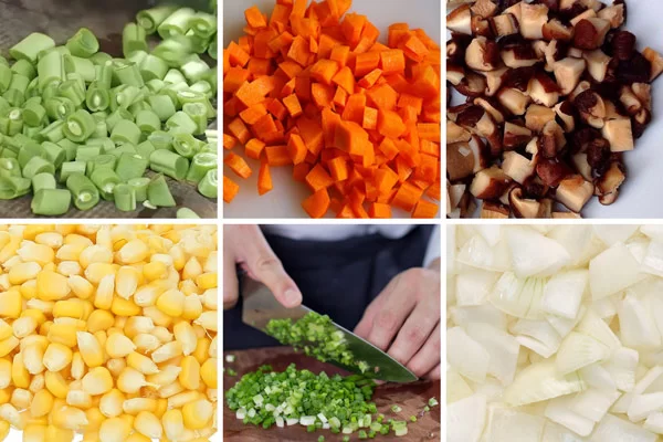 Sơ chế các nguyên liệu cùng kích thước