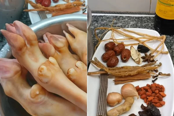 Nguyên liệu nấu chân dê hầm thuốc bắc