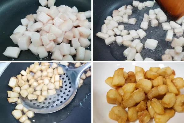 Thắng cho đến khi mỡ vàng thì vớt ra