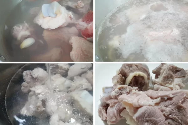 Trụng xương để nước dùng trong và thơm