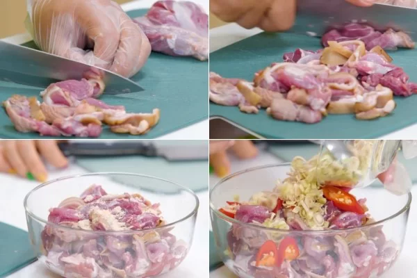 Ướp dê hấp tía tô với sả và gia vị