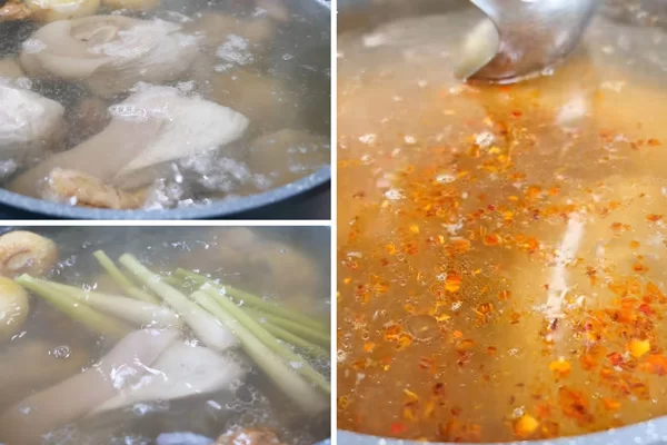 Cách nấu nước bún giò heo