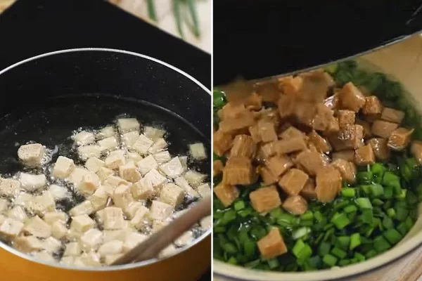 Làm tóp mỡ chay và dầu hẹ