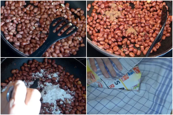 Rang lạc với đường bột, húng lìu