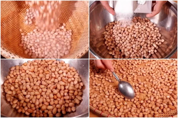 Ướp lạc với đường, muối rồi đem phơi