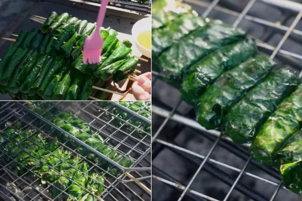 Cách nướng thịt bò cuốn lá lốt