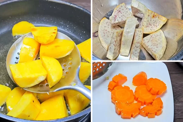 Chiên sơ qua các loại rau củ