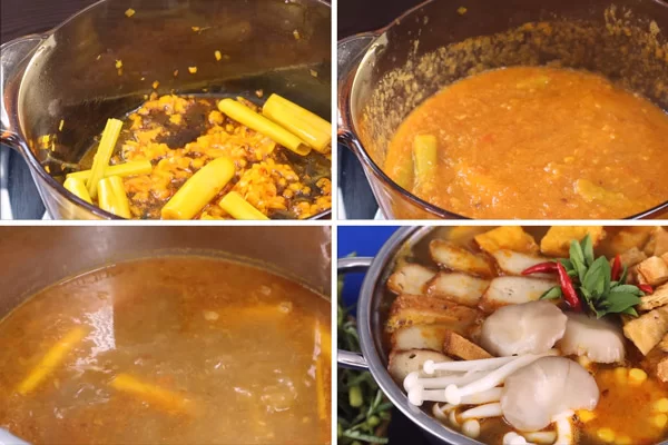 Nước lẩu chua thanh, ngọt nhẹ ăn cùng rau