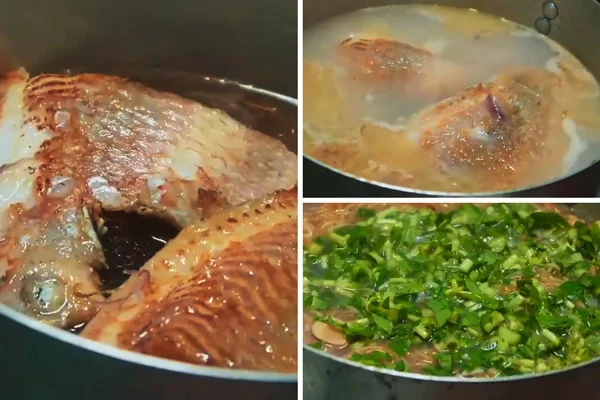 nấu canh cá điêu hồng cùng bắp chuối