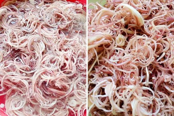 sơ chế bắp chuối