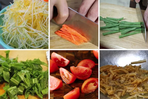 Nguyên liệu làm gỏi đu đủ chay Thái Lan