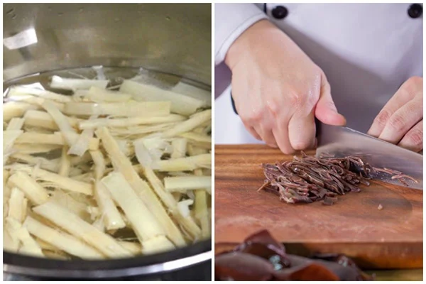 Sơ chế kỹ măng và nấm