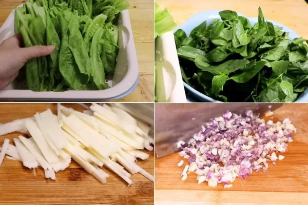 Sơ chế các loại rau củ để làm bò bía