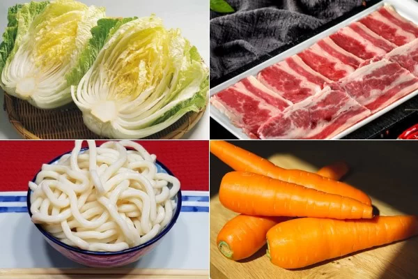 Nguyên liệu mì udon xào thịt bò