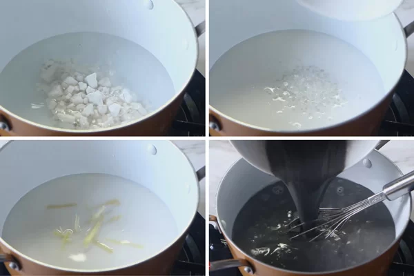 Nấu chè mè đen cùng bột sắn