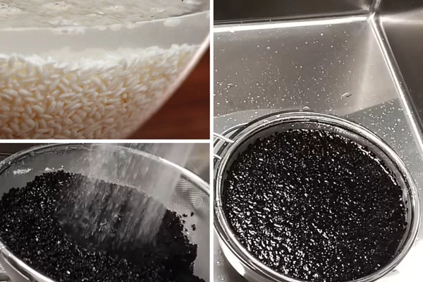Sơ chế nếp với mè