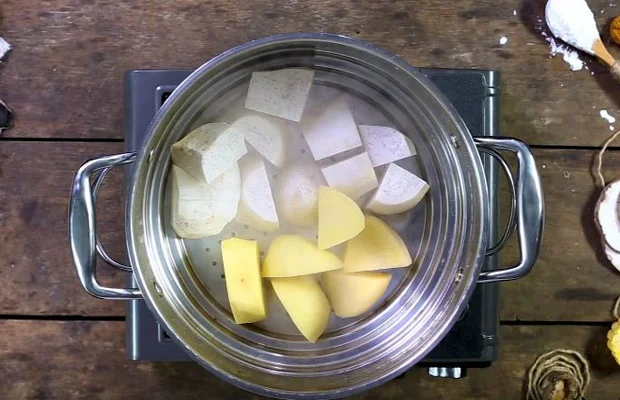 hấp khoai trong 20 phút