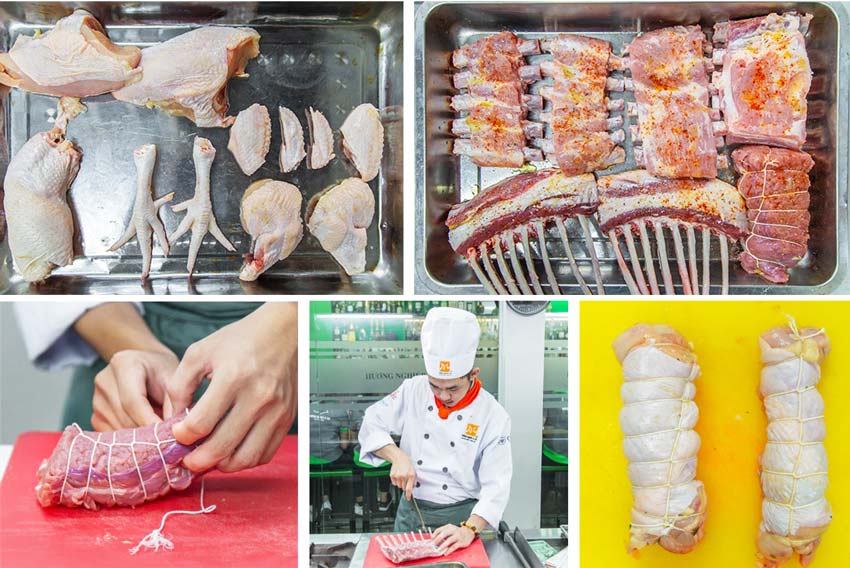 học viên thực hành tạo hình cho nguyên liệu đạm