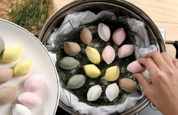 xếp bánh vào xửng hấp