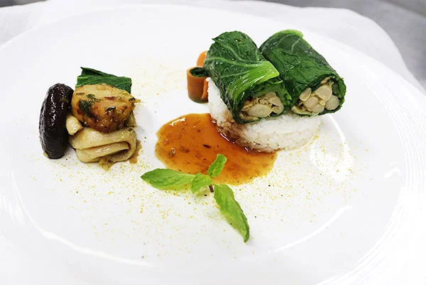 gà hấp cải bẹ xanh