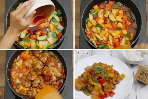 Xào rau củ với sườn