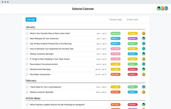 lịch quản lý nội dung xuất bản editorial calendar