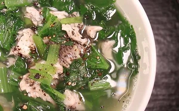 canh cải cá rô đồng ngon mát