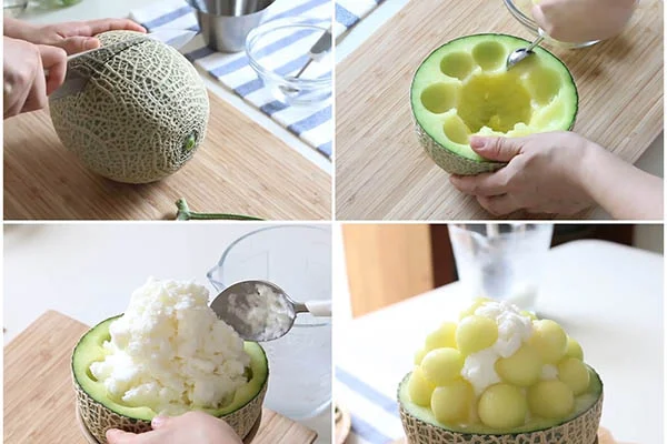 rưới chút sữa đặc lên phía trên