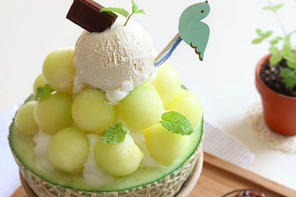 thành phẩm bingsu dưa lưới
