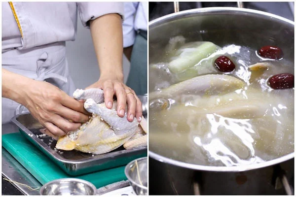 Quy trình chế biến gà hầm sâm