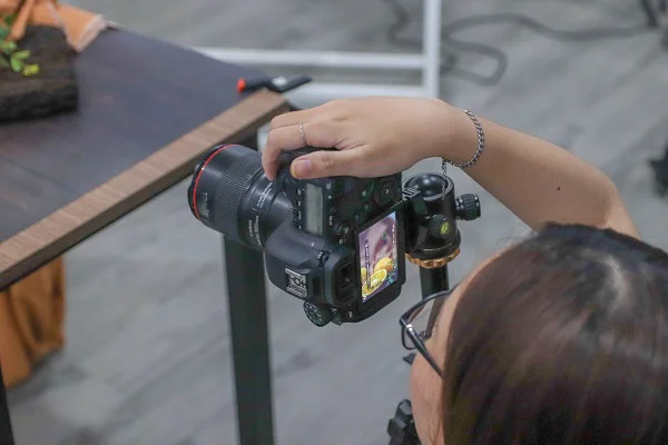 quan sát màn hình máy ảnh khi chụp