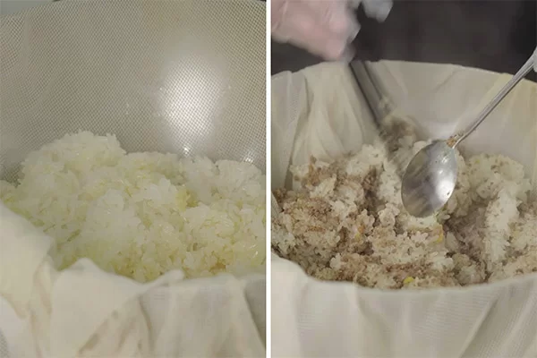 Hấp chín xôi và trộn cùng thịt chim