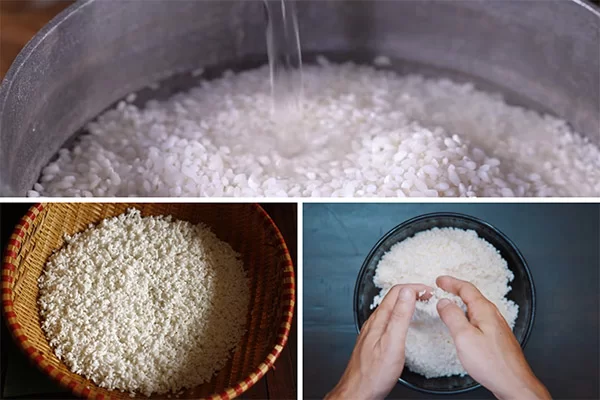 Sơ chế gạo nếp nấu xôi