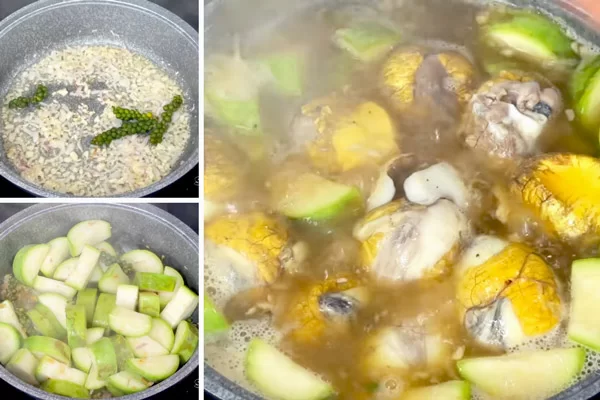 Xào thơm nguyên liệu cho trứng vào