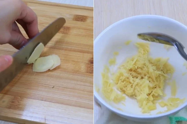 Cắt nhỏ và giã nhuyễn gừng