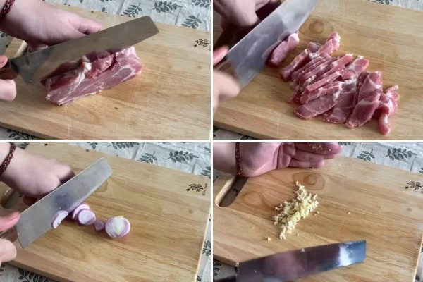 Cắt thịt thành miếng mỏng