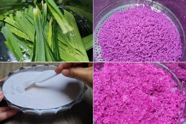 Hấp xôi lá cẩm với nồi hấp