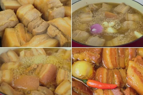 Kho thịt ba chỉ với trứng vịt