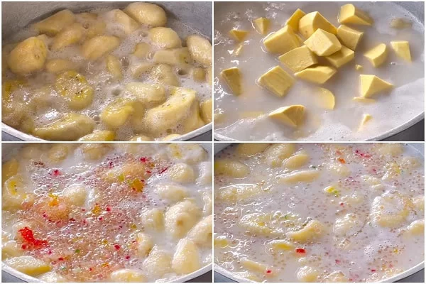 nấu chè chuối chưng