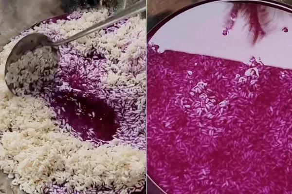 Ngâm nếp với nước lá cẩm