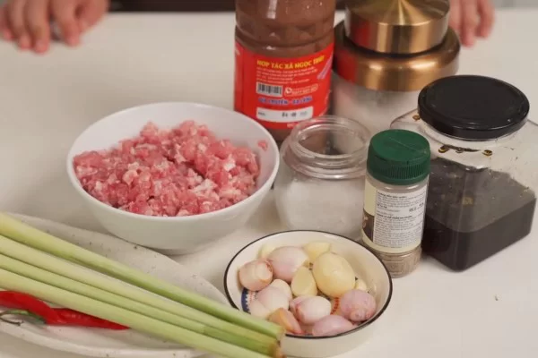 Nguyên liệu làm mắm tép chưng thịt