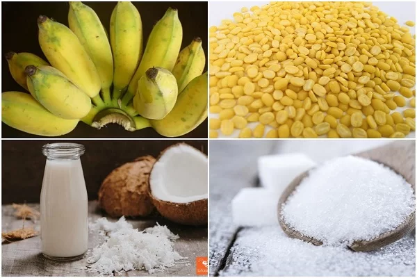 nguyên liệu món chè chuối đậu xanh