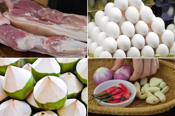 Nguyên liệu nấu món thịt kho tàu