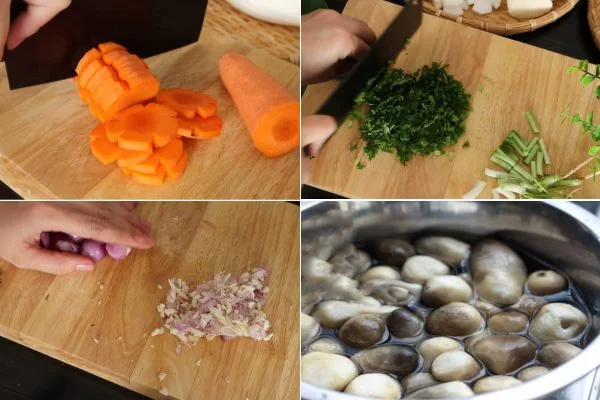 Rửa sạch các loại rau củ, nấm