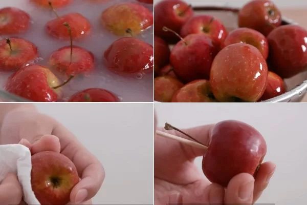 Rửa sạch và lau khô từng trái táo