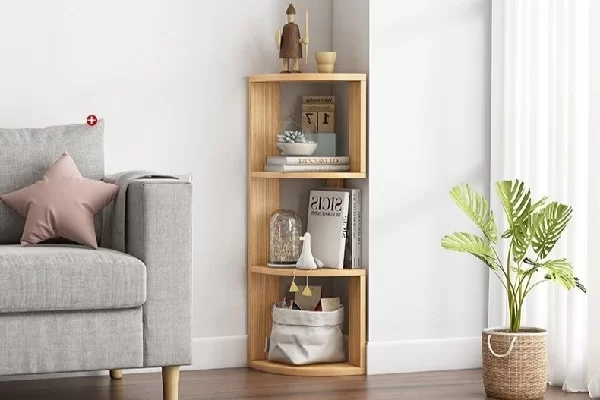 trang trí kệ góc tường phòng khách