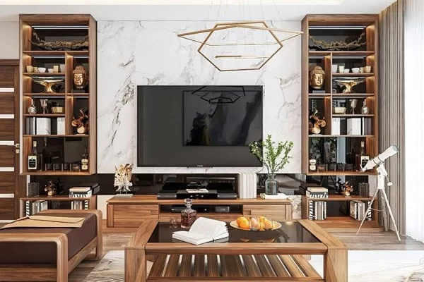 tủ trang trí tường phòng khách